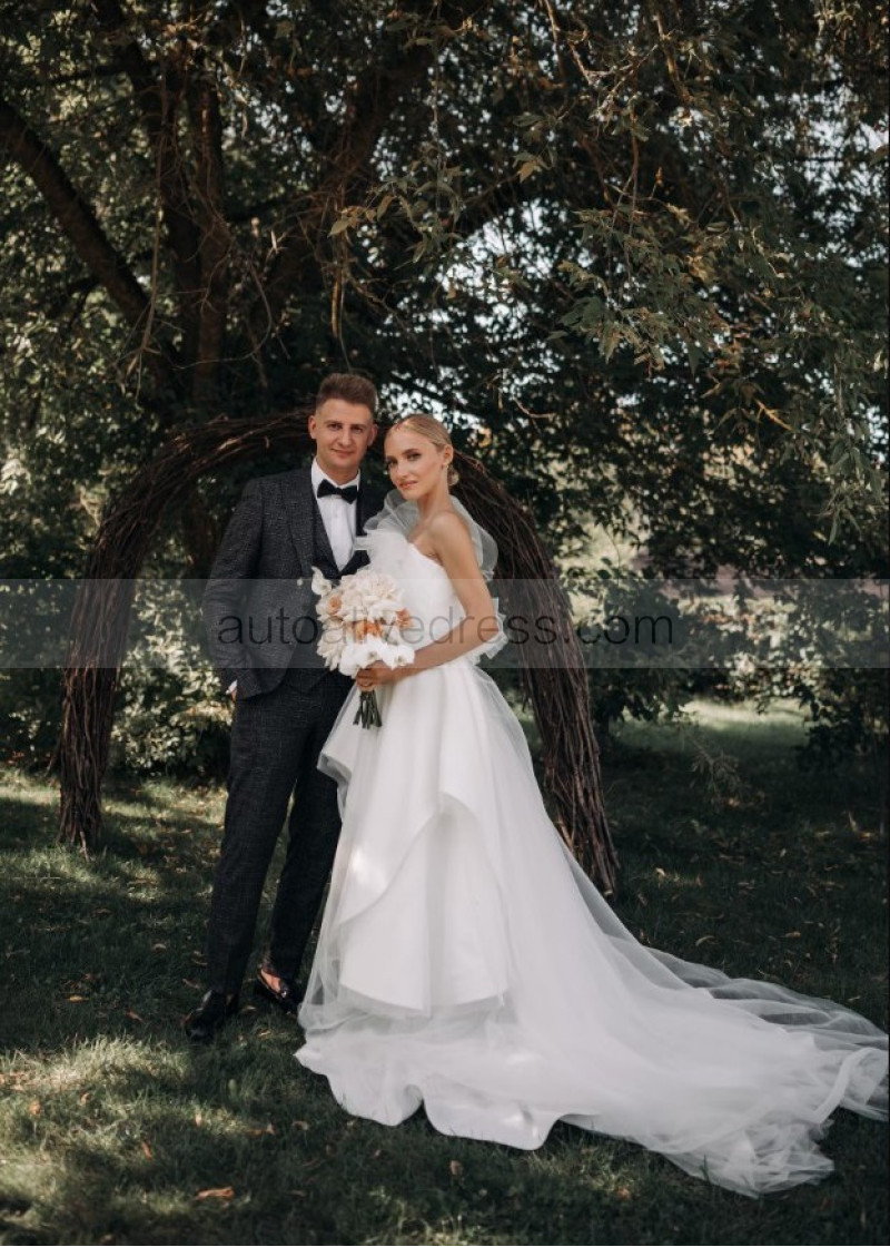 open lace back dress One-Shoulder Sweetheart Neckline All-Over Lace A-Line Wedding Dress main image 1