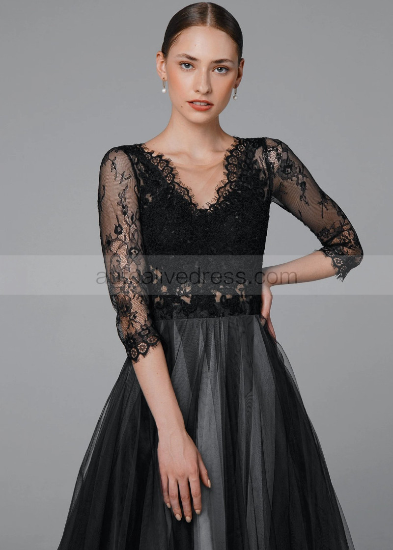 A-line Black Eyelash Lace Tulle Chic Wedding Dress A-line Black Eyelash Lace Tulle Chic Wedding Dress
