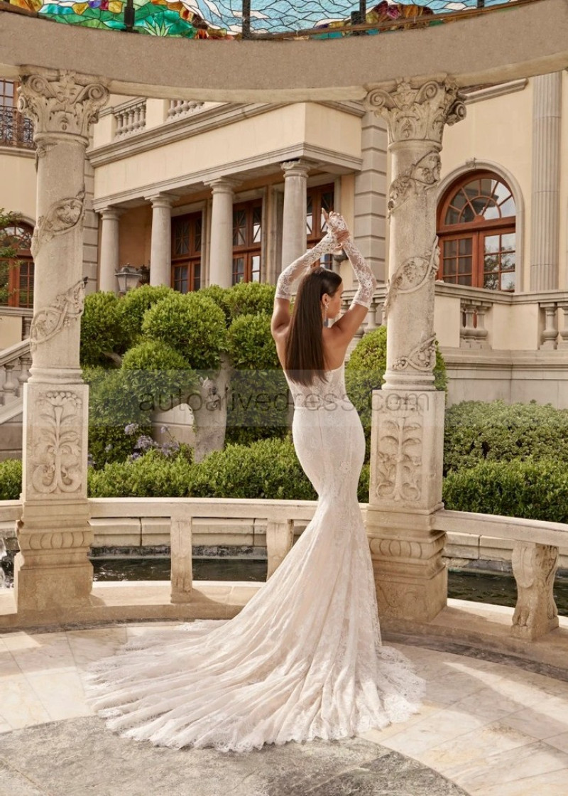 knee length dresses for ladies A line V-neckline French Lace Boho Wedding Dress  misaislestyle
