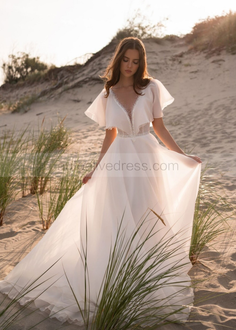 blue dress for baby girl Embellished Long Sleeve Backless Maxi Dress in White - 4 main image 1