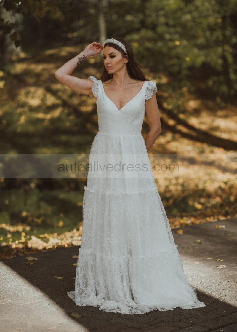 princess polly baby blue dress A-Line Cap Sleeves Nude Back Tulle Wedding Dresses Lace Appliques