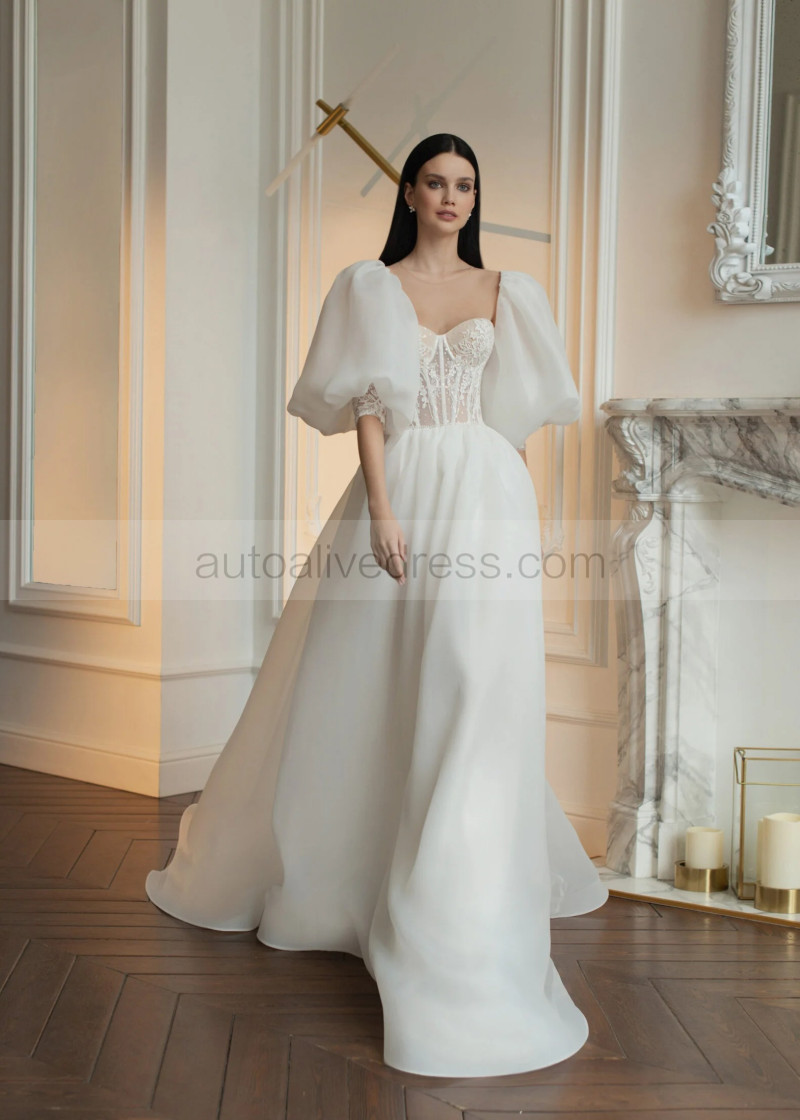 corset back for wedding dress Julia Corset-Back Lace and Tulle Mermaid White / 20 while the flowing chiffon skirt How To Make a Dress