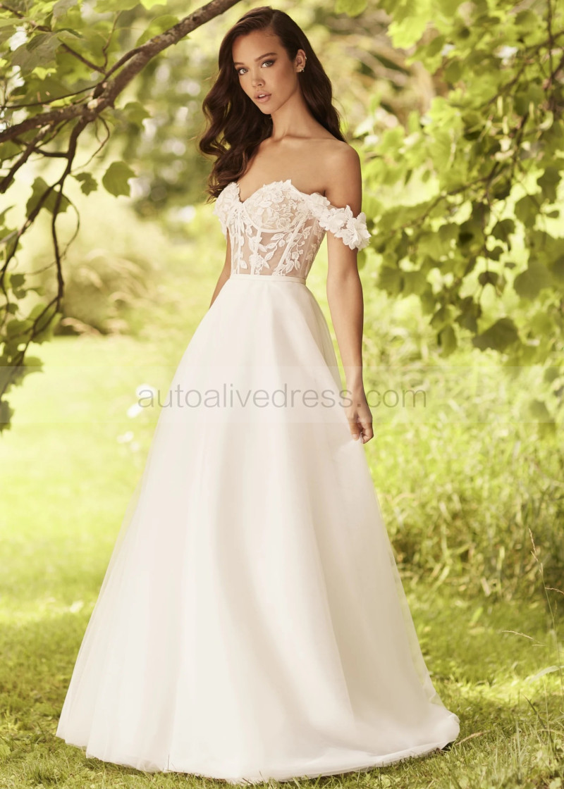 ivory versus white wedding dress V Neck Long Sleeve Simple Ivory Wedding Dress