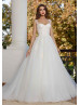 A Line Sweetheart Neckline Ivory Lace Tulle Full Length Wedding Dress