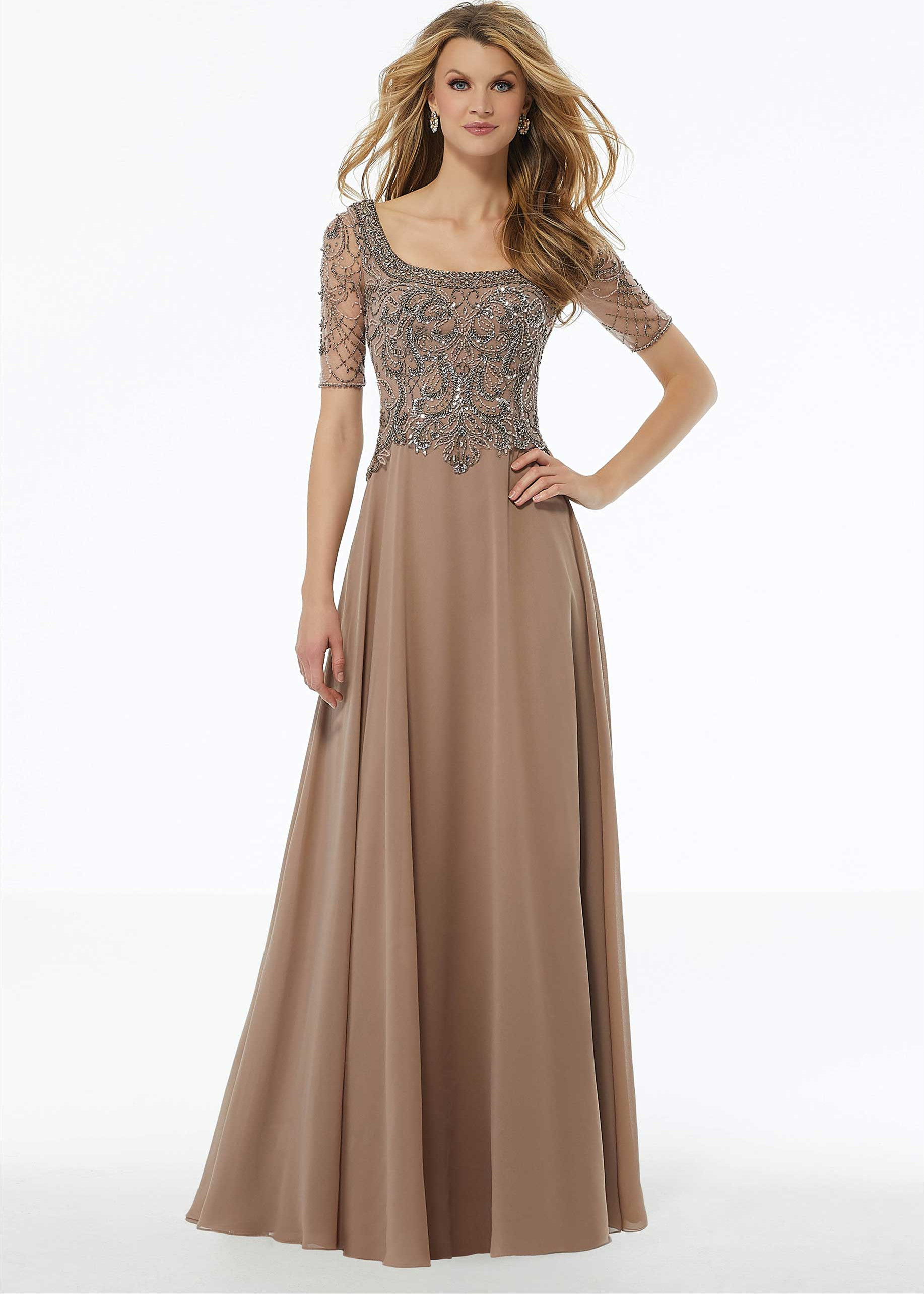 taupe evening gowns