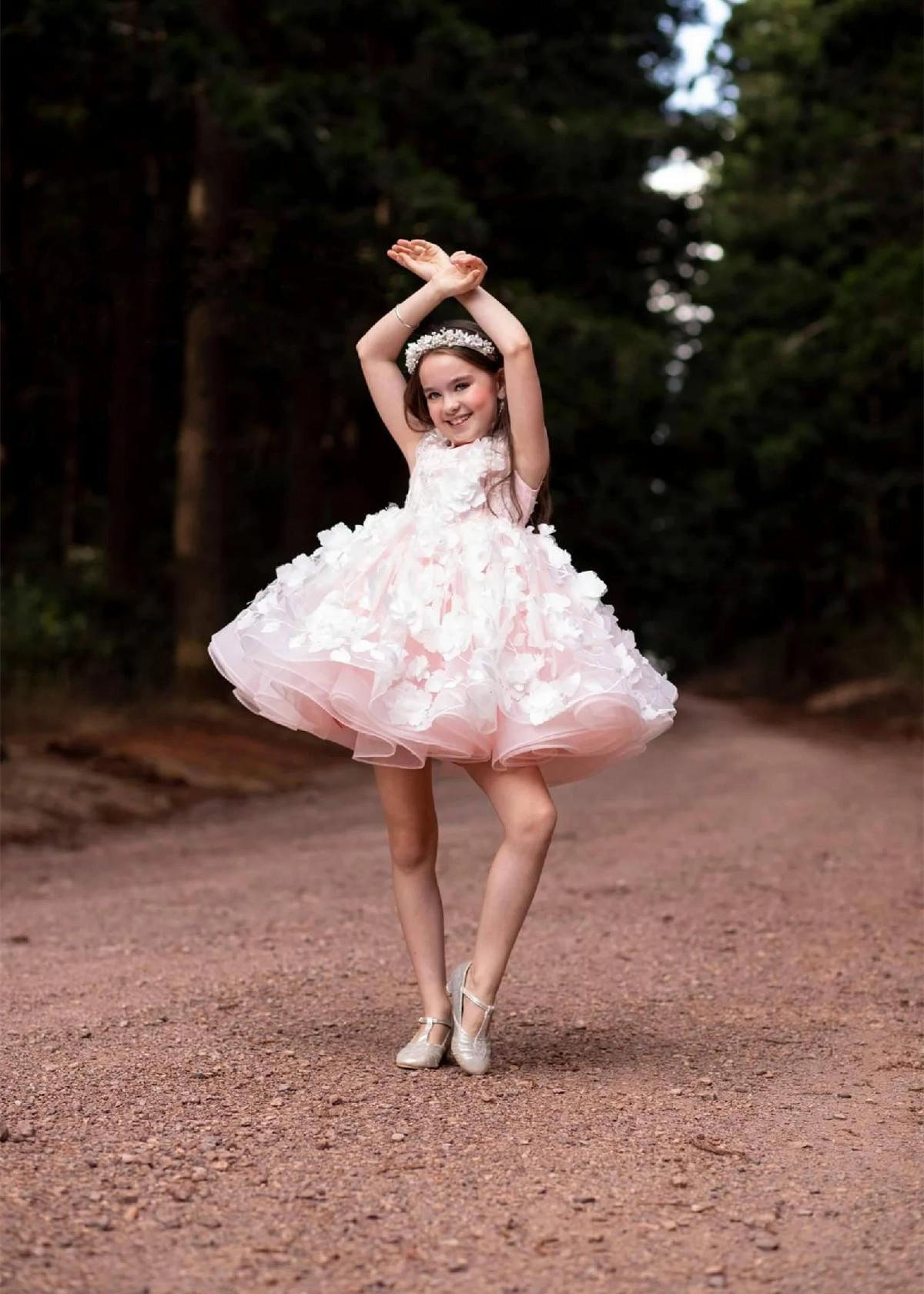 ballet pink flower girl dress Ballerina Princess Pink Satin Dress for Girls