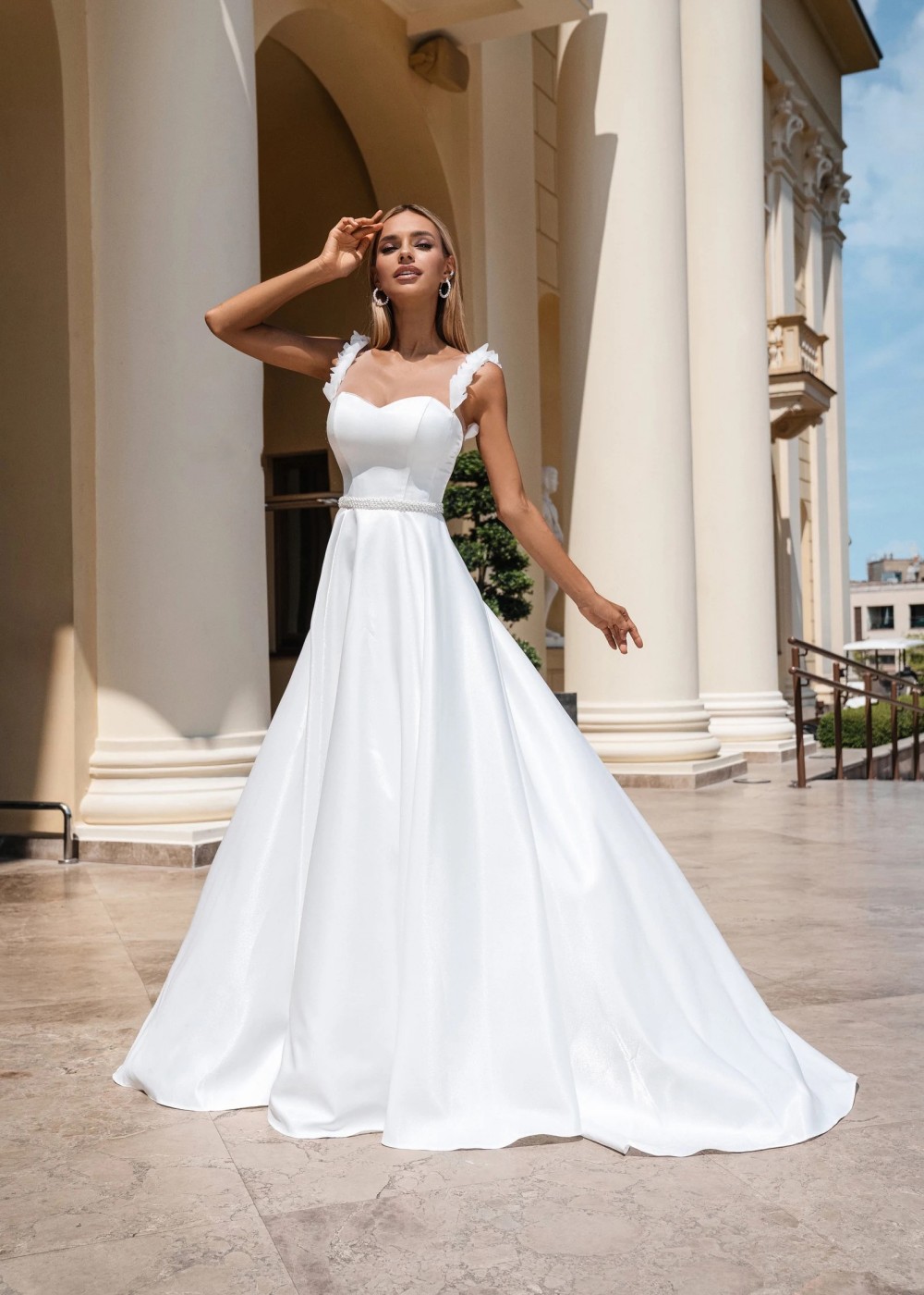 white christmas dresses Timeless Classic Wedding Dress with Lace and Crystal Accents main image 1